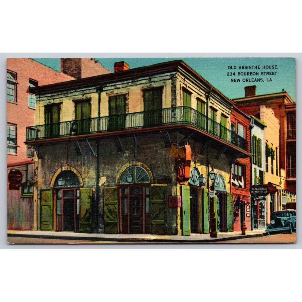 Postcard Louisiana New Orleans Old Absinthe House Bourbon Street LaFitte c1940s
